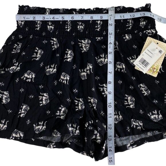 BeBop Shorts Juniors' MEDIUM Black White Elephant Animal Print Comfort Soft NEW - Picture 5 of 15